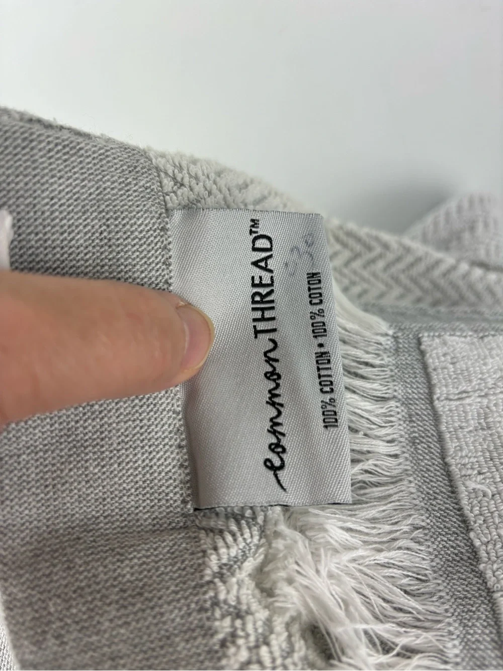 Common Thread Shower Curtain/Grey Medallion Raised Boarder Design-Cotton Towel